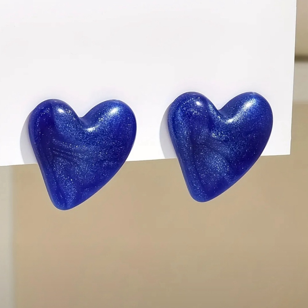 Blue Heart Shaped Earrings